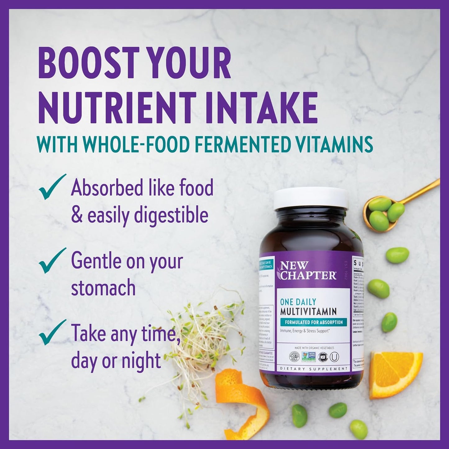 New Chapter One Daily Multivitamin for Immune, Energy & Stress Support, 20+ Nutrients 72 count