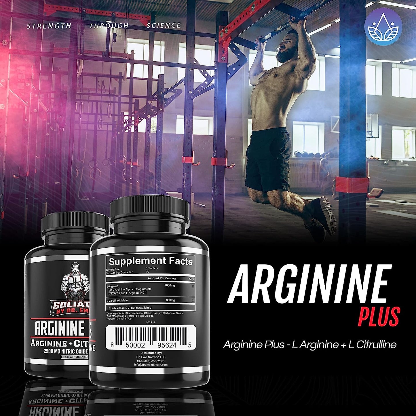 Dr. Emil's ARGININE Plus - L Arginine + L Citrulline - 2500 MG High Dose NO Booster Tablets 90 count