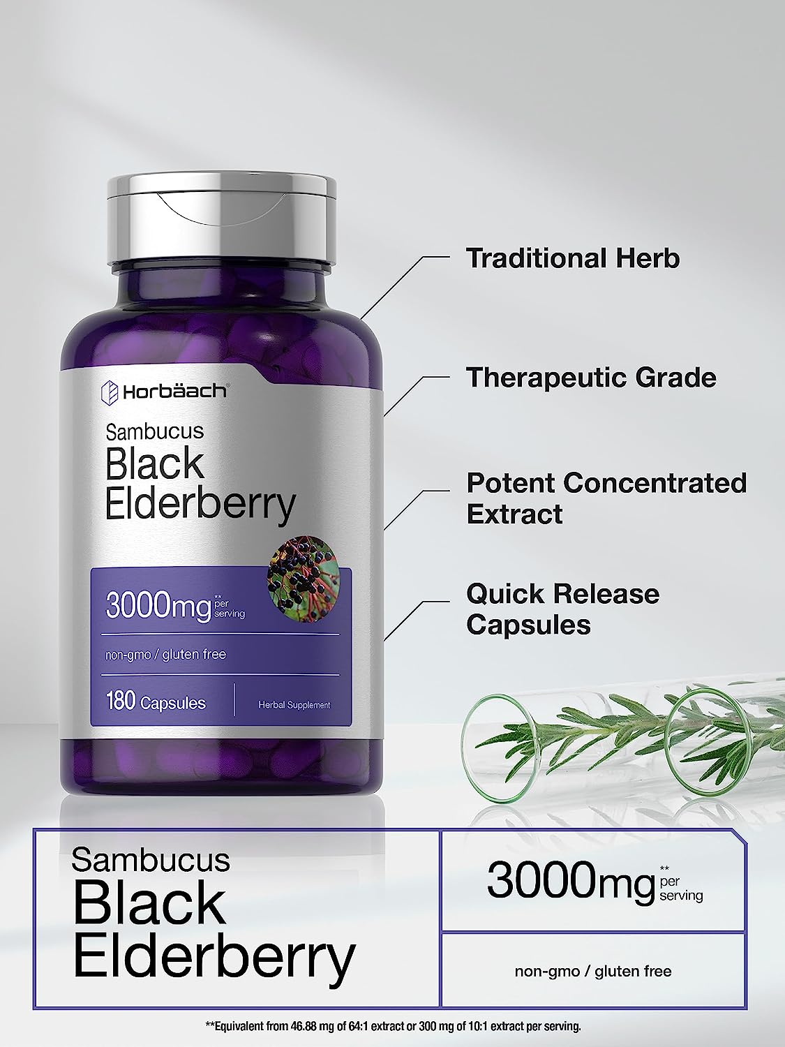 Black Elderberry  Capsules  180 Count