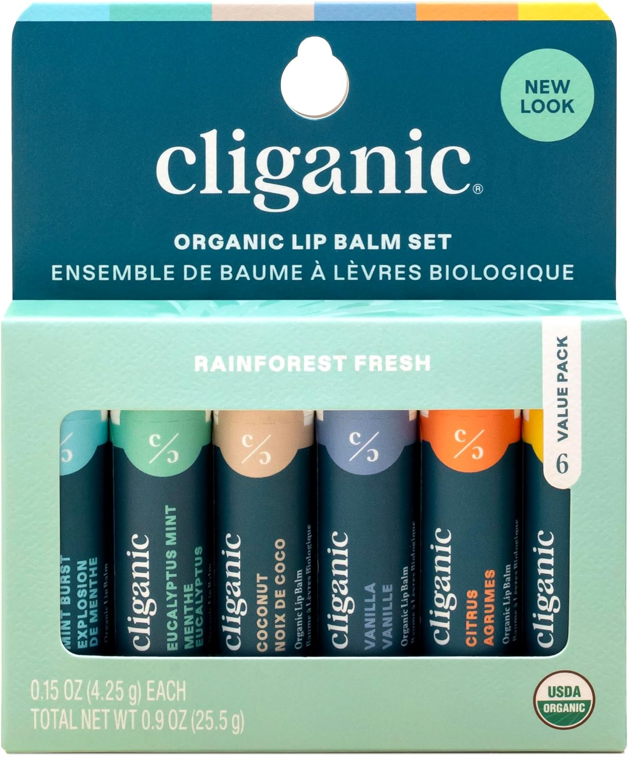 Cliganic USDA Organic Lip Balm Set - 6 Flavors - 100% Natural Moisturizer