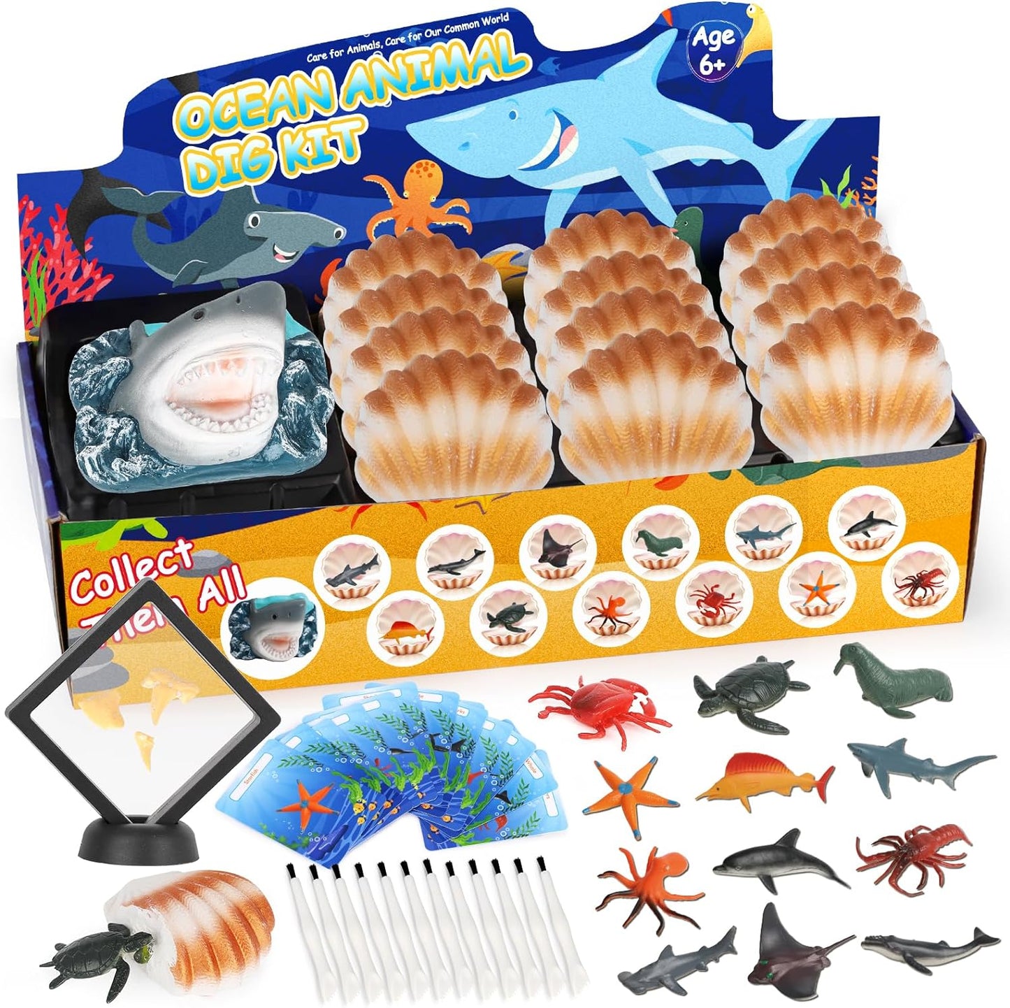 Lehoo Castle Ocean Animals Dig Kit, 3 Shark Teeth Fossils