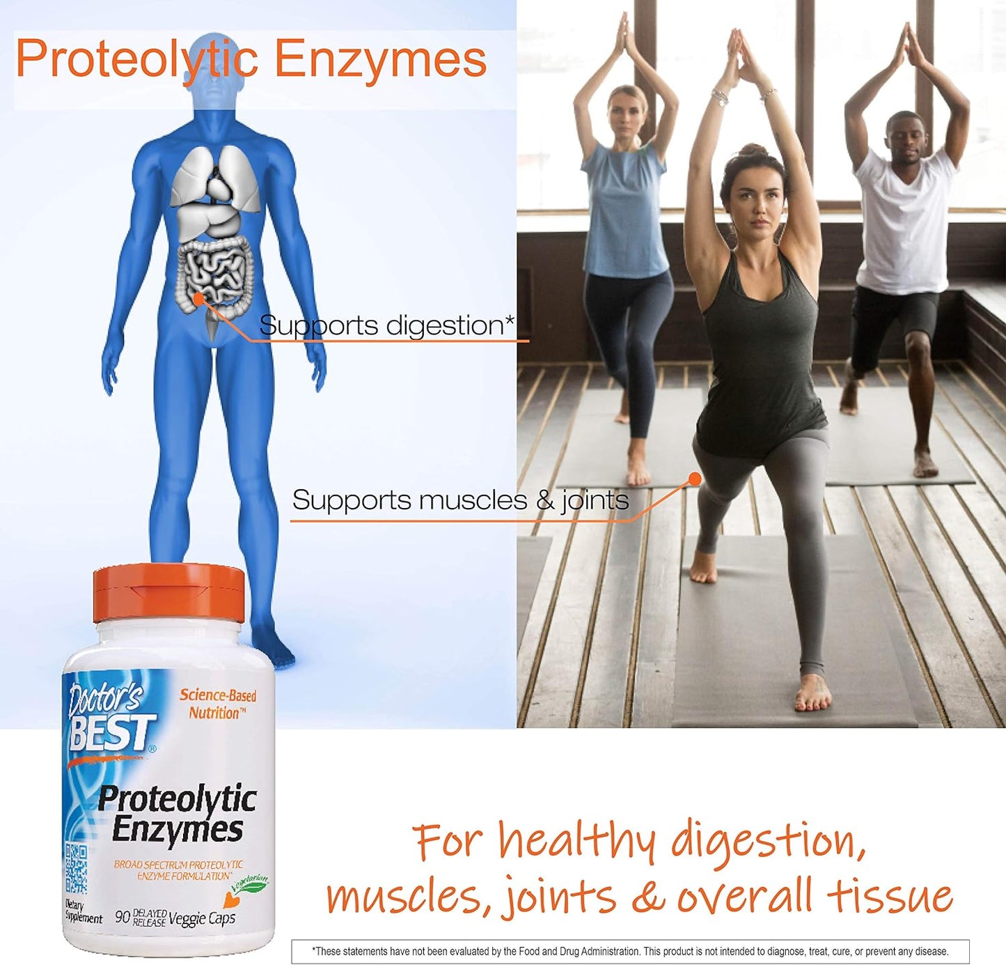 Doctor's Best Proteolytic enzymes, digestion, Muscle, Joint, Non-Gmo, Gluten Free, Vegetarian, 90 Veggie Caps