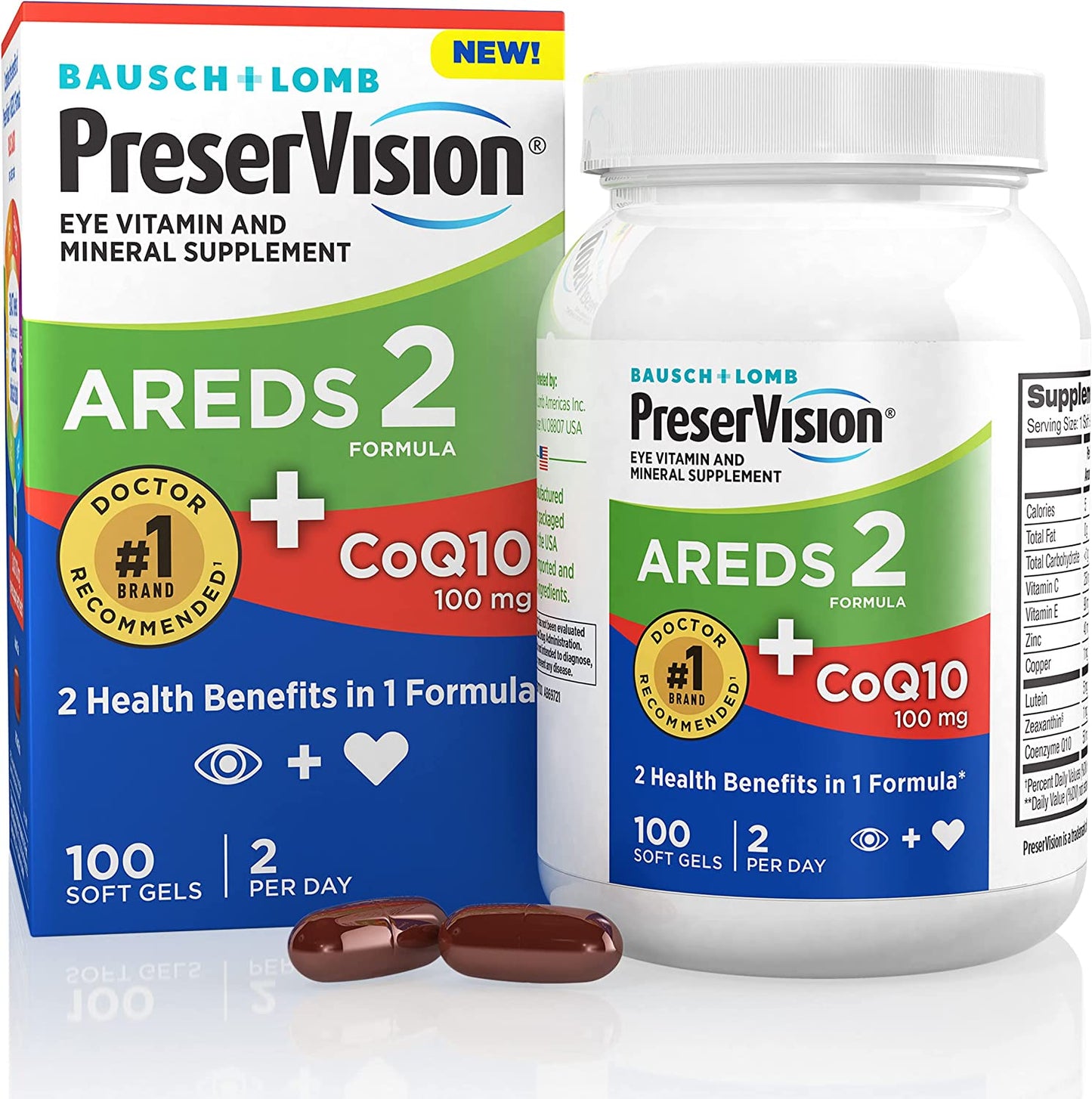 PreserVision AREDS 2 Eye Vitamins for Heart Health 100 Softgels