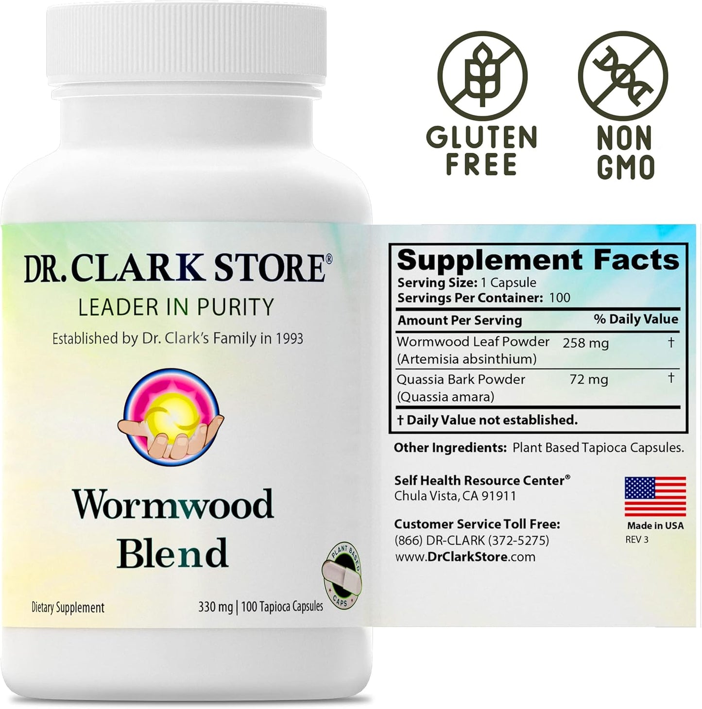 Dr Clark Superblend Wormwood 330 mg,  - 100Capsules