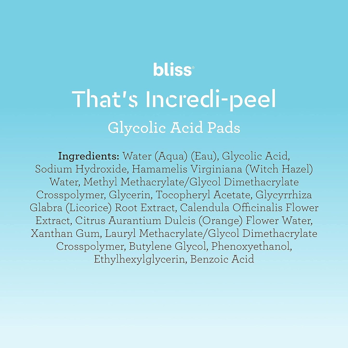 Bliss That's Incredi-Peel Glycolic Resurfacing Facial Pads 15 count