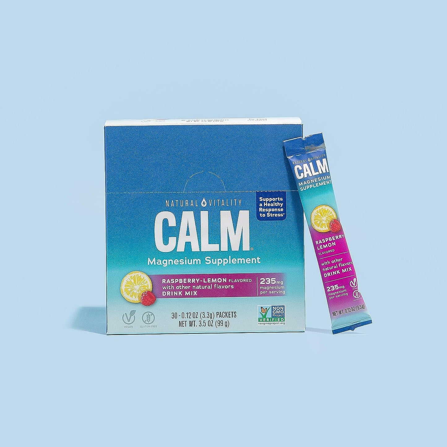 Natural Vitality Calm, Anti-Stress Drink Mix Powder - Gluten Free,30 Packets