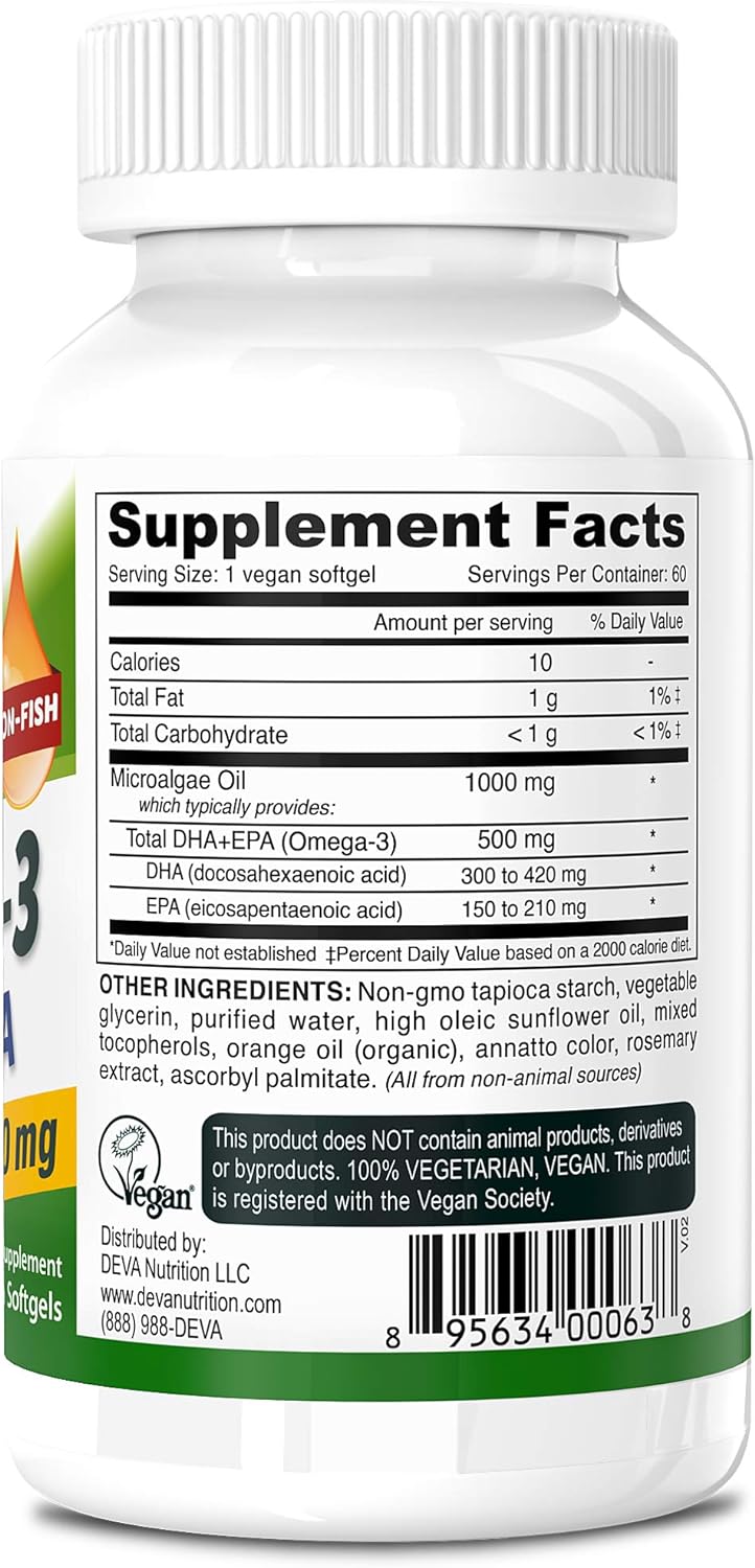 DEVA Vegan Omega-3 DHA EPA Supplement 60 Softgels