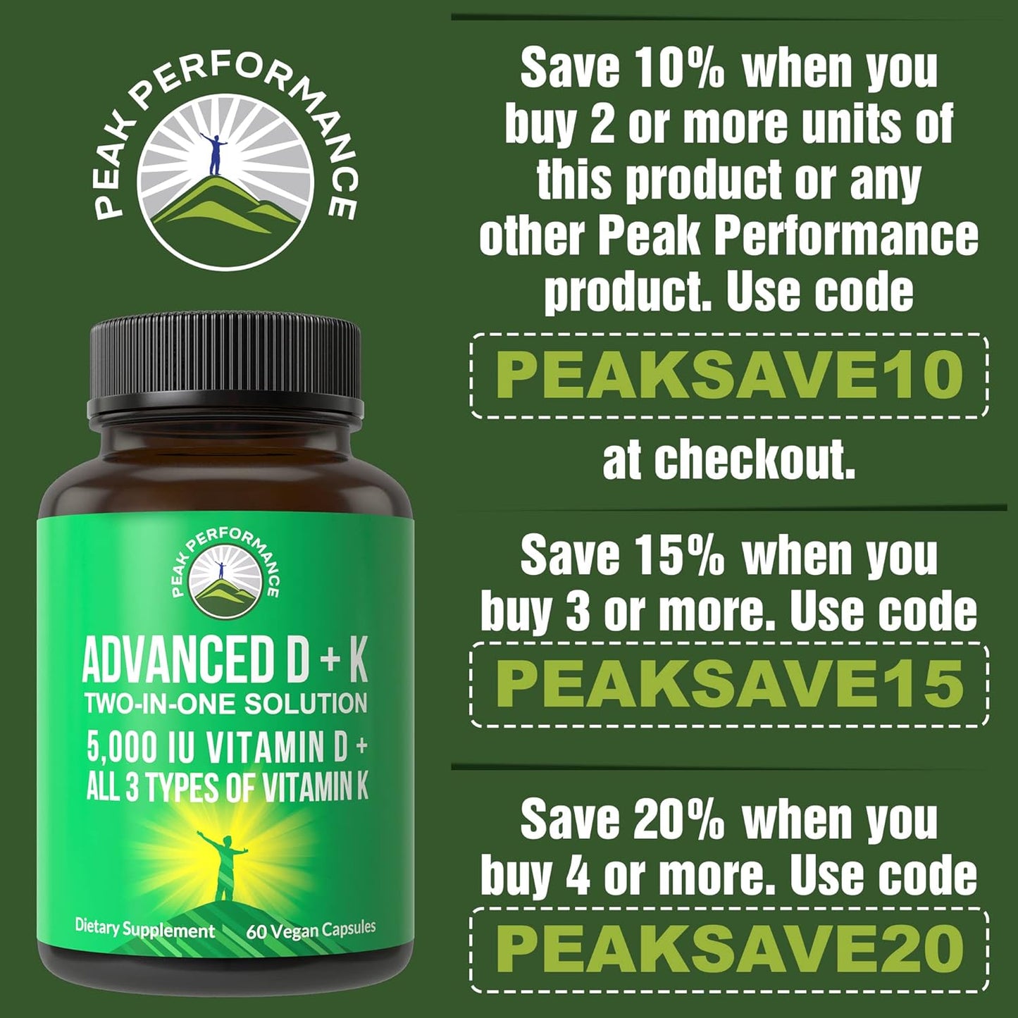 Peak Performance Advanced Vitamin D  with All 3 Types of Vitamin K