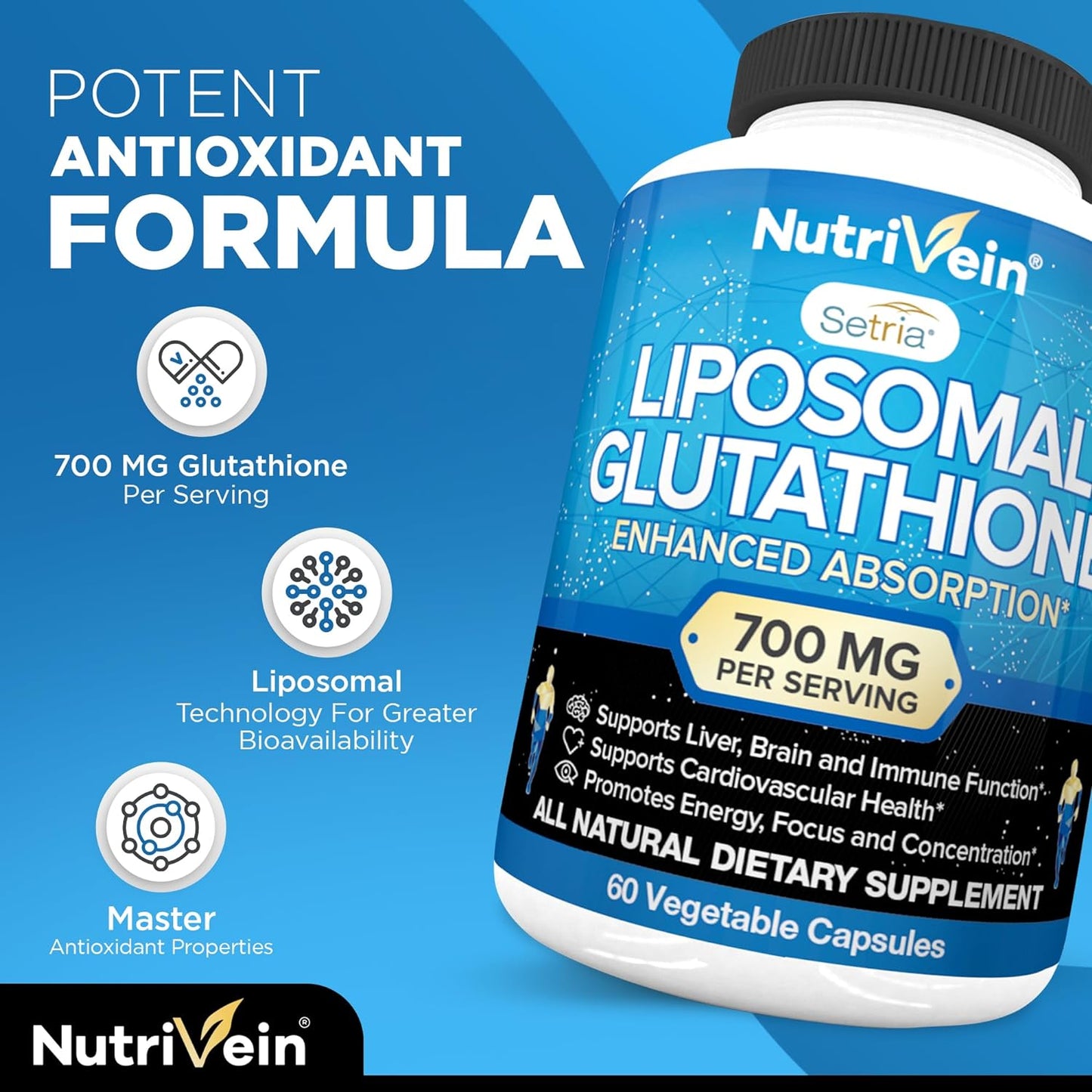 Nutrivein Liposomal Glutathione Setria® 700mg - 60 Capsules