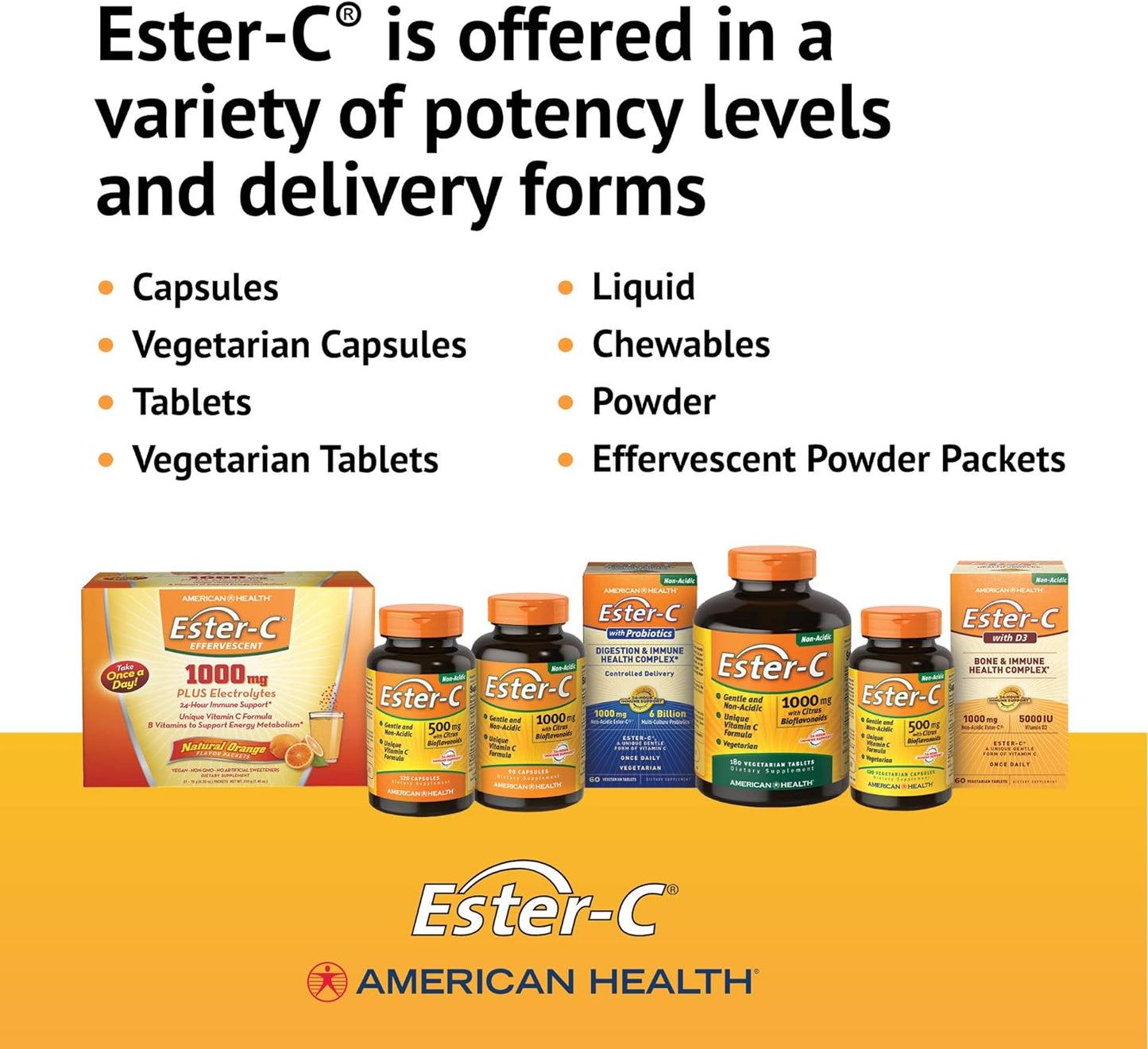 American Health Product Ester C 1000mg with Citrus Bioflavonoids, Tablet 180 Count