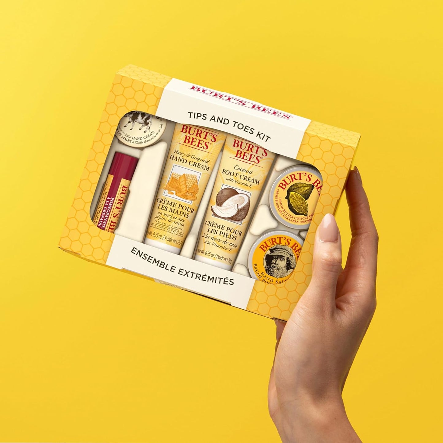 Burt's Bees Tips and Toes Kit 6 Travel Size Products in Gift Box