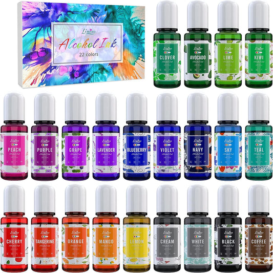 Alcohol Ink Set - 22 Colors Alcohol Based Ink for Epoxy Resin Painting