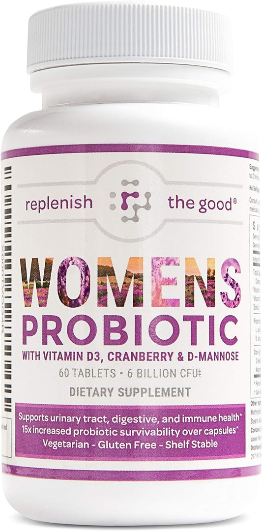 Replenish the Good Women's Probiotic | Vegan Supplement w/Vitamin D3, 60 tablets