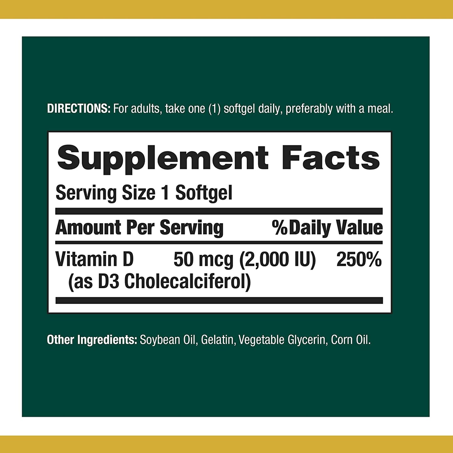 Nature’s Bounty for Vitamin D3 2000IU, 240 Softgels