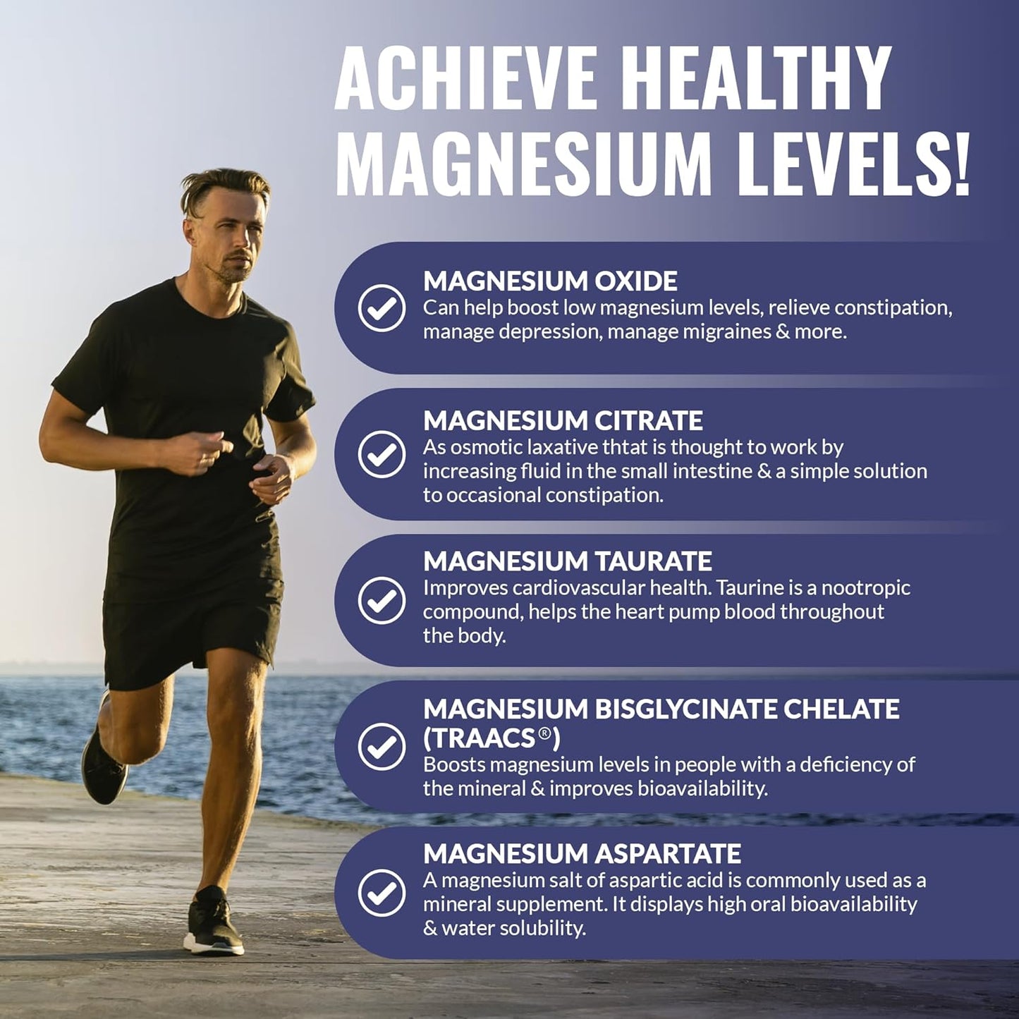 Magnesium Complex with 5 Best Forms - 4 Month Supply of 500mg Magnesium Glycinate -120 count