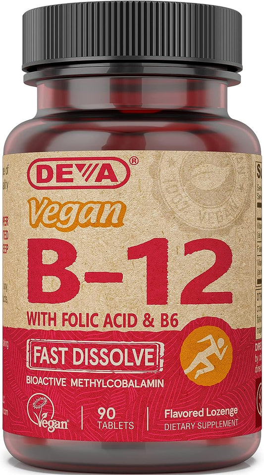 DEVA Vegan Vitamin B12 Fast Dissolve Supplement 90 Dissolvable Tablets