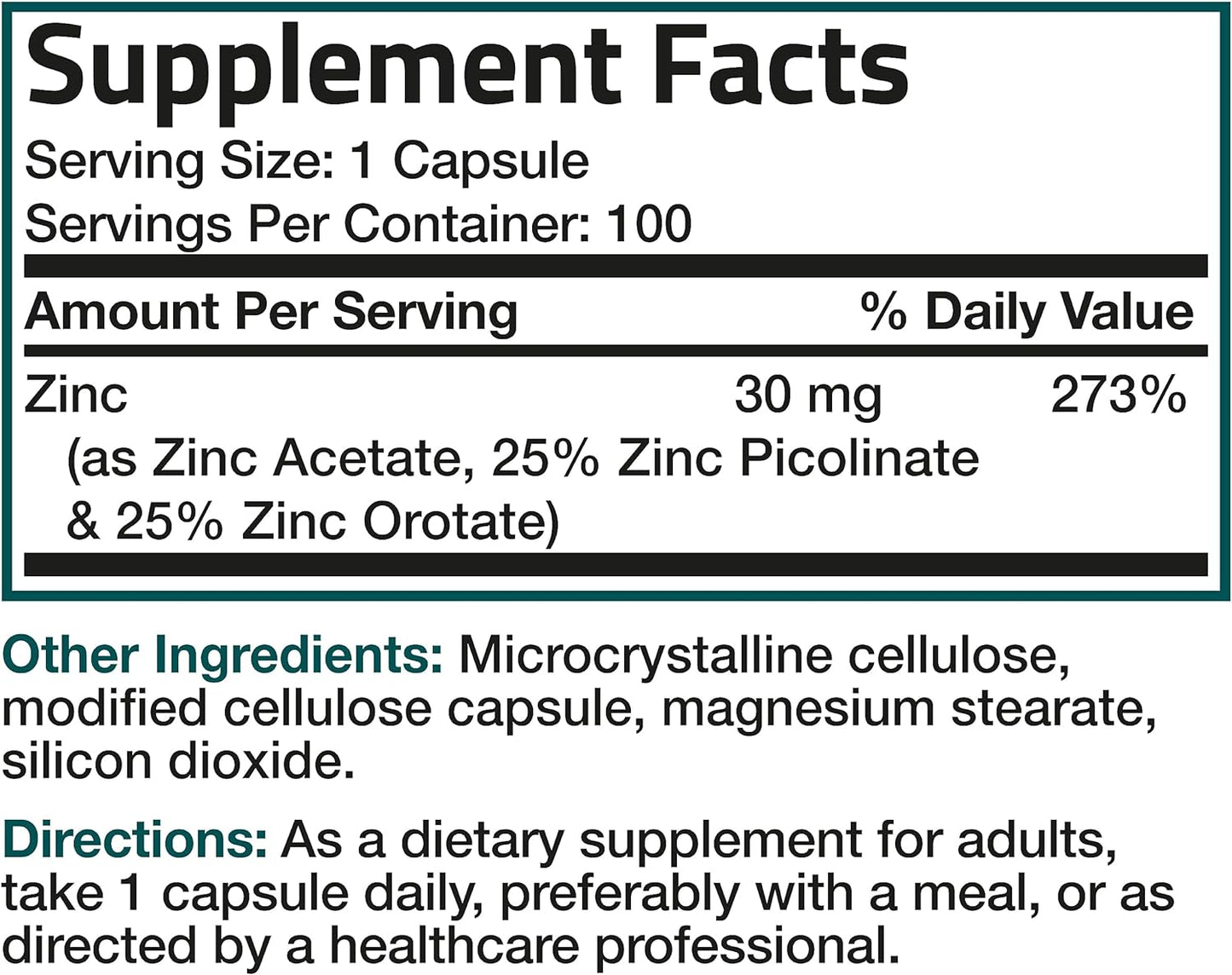 Bronson Zinc Triple Play Immune Support Zinc Supplement 100 capsules