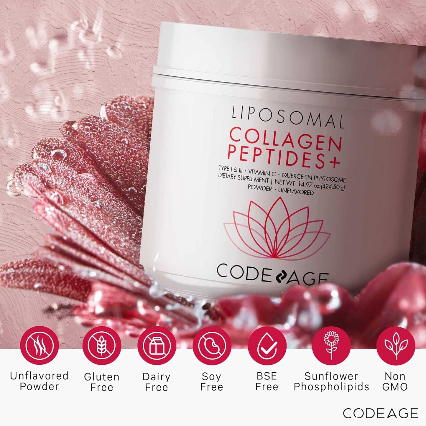 Codeage Liposomal Collagen Peptides Powder +type I & III Supplement