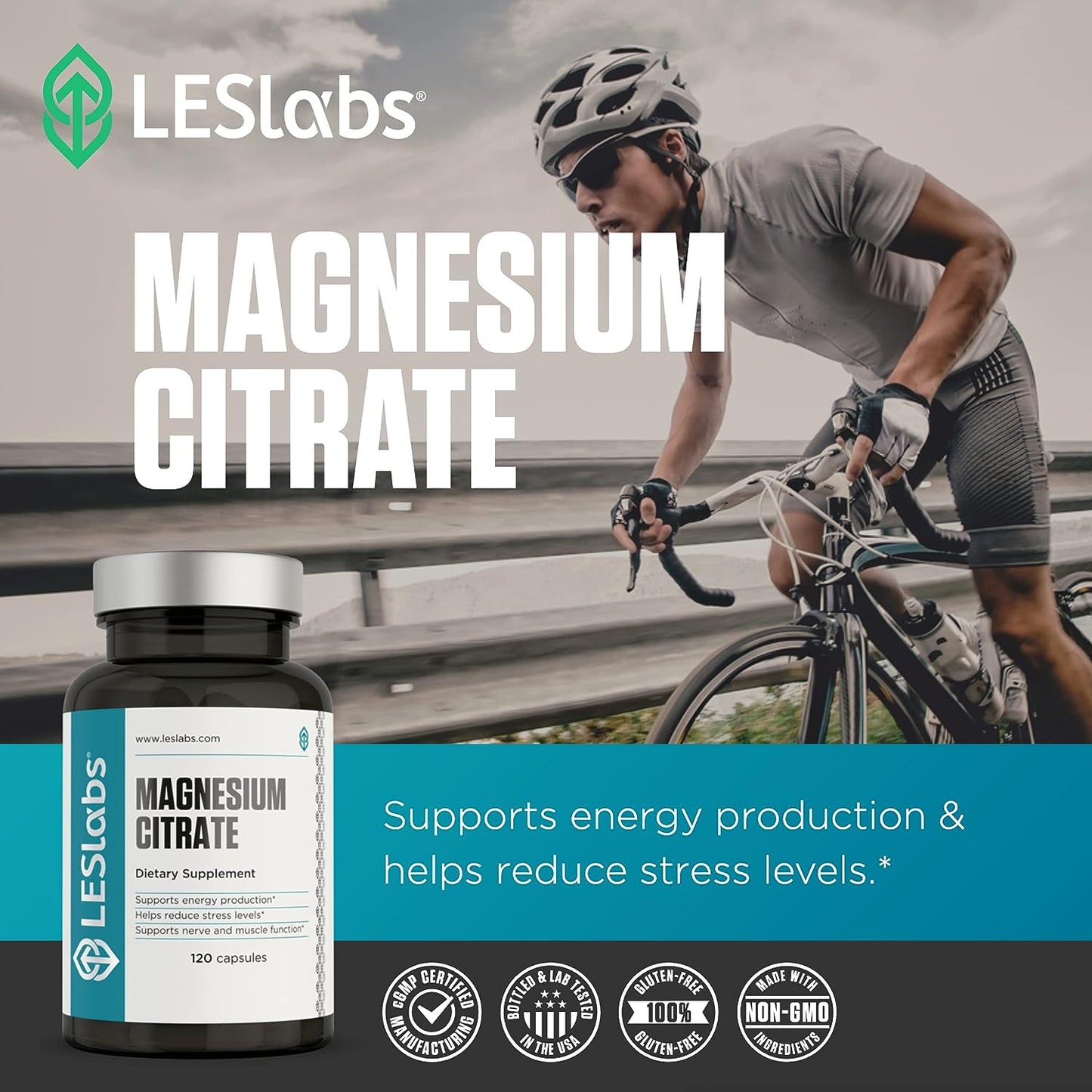 LES Labs Magnesium Citrate – Stress Relief, Restful Sleep 120 Capsules