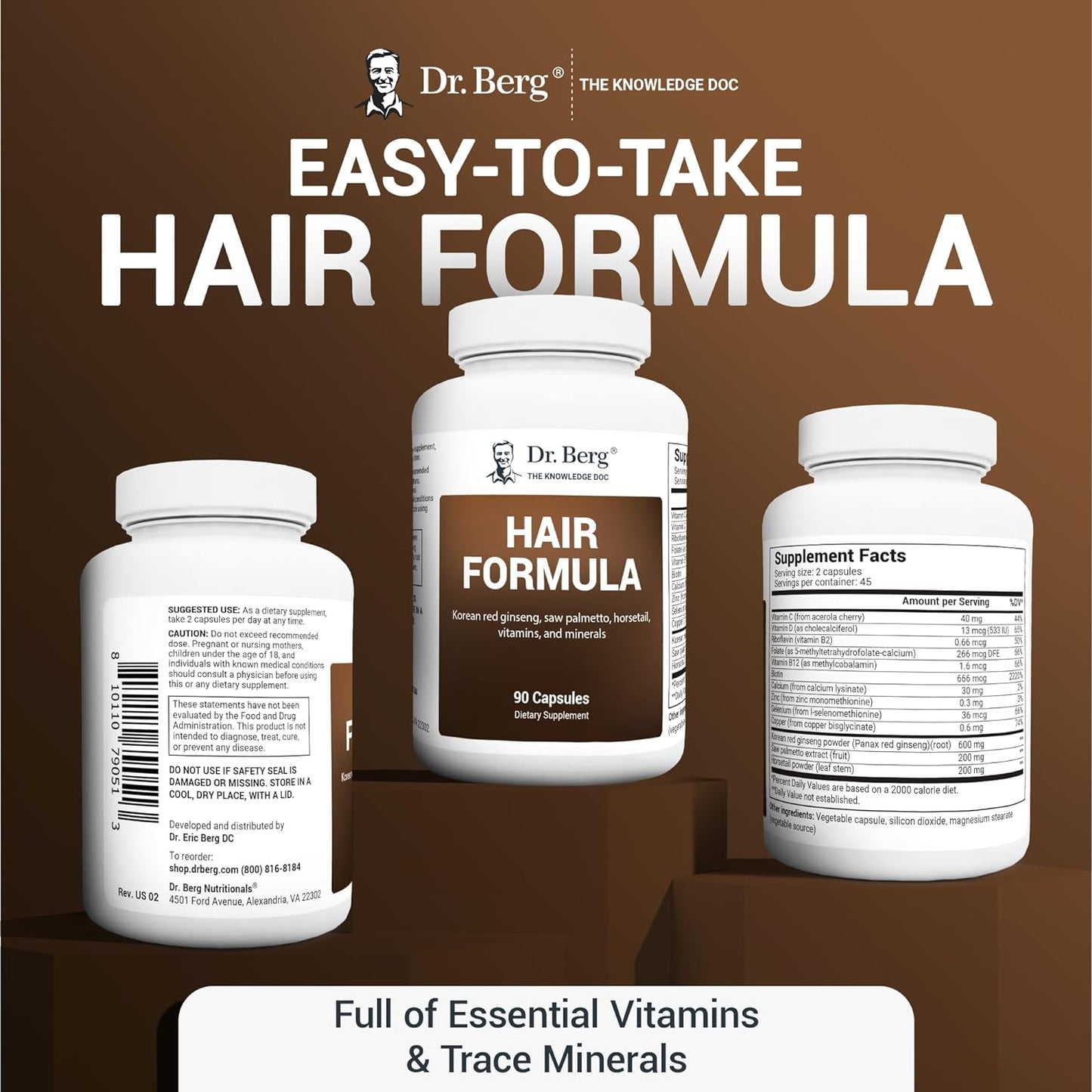 Dr. Berg All in One Hair Vitamins for Men & Women