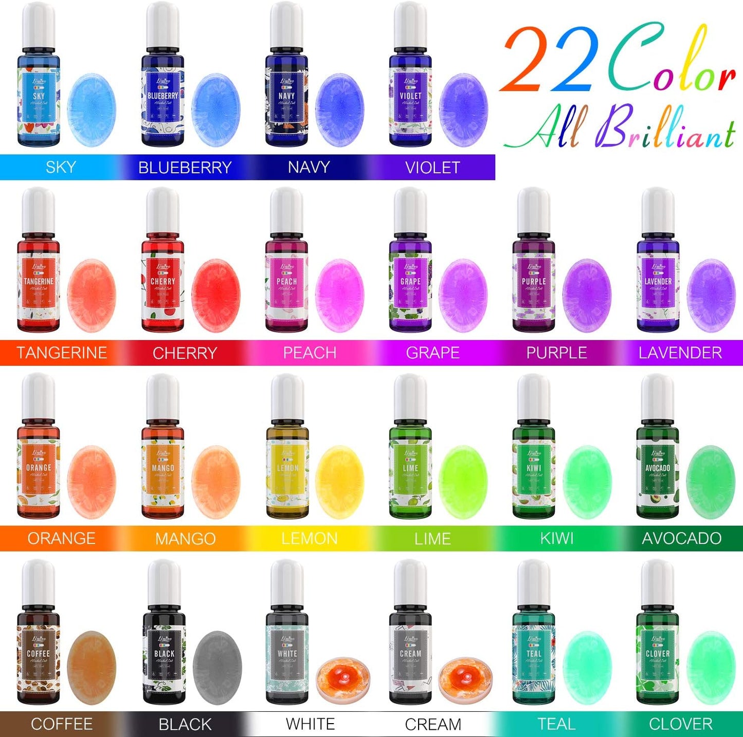 Alcohol Ink Set - 22 Colors Alcohol Based Ink for Epoxy Resin Painting