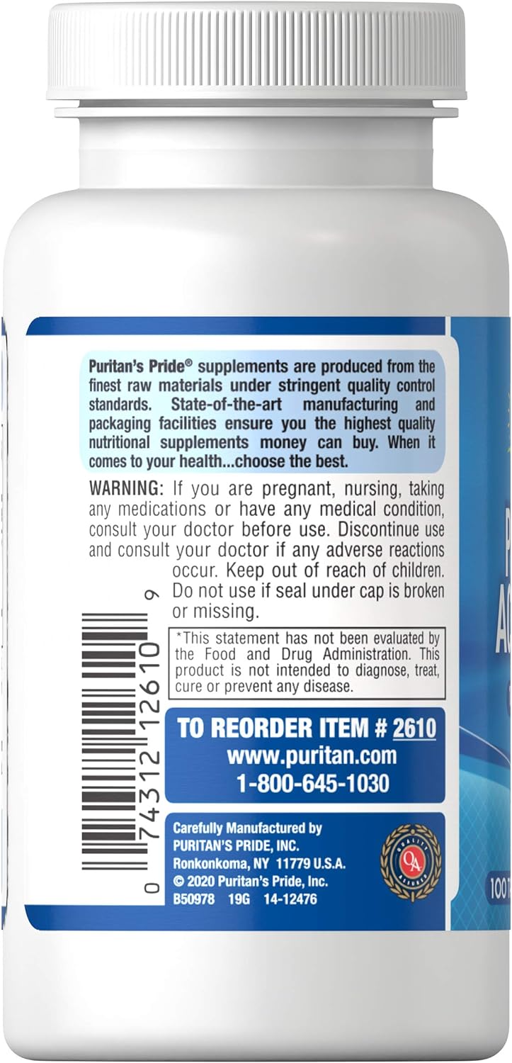 Puritan's Pride Probiotic Acidophilus Tablets, White, 100 Count