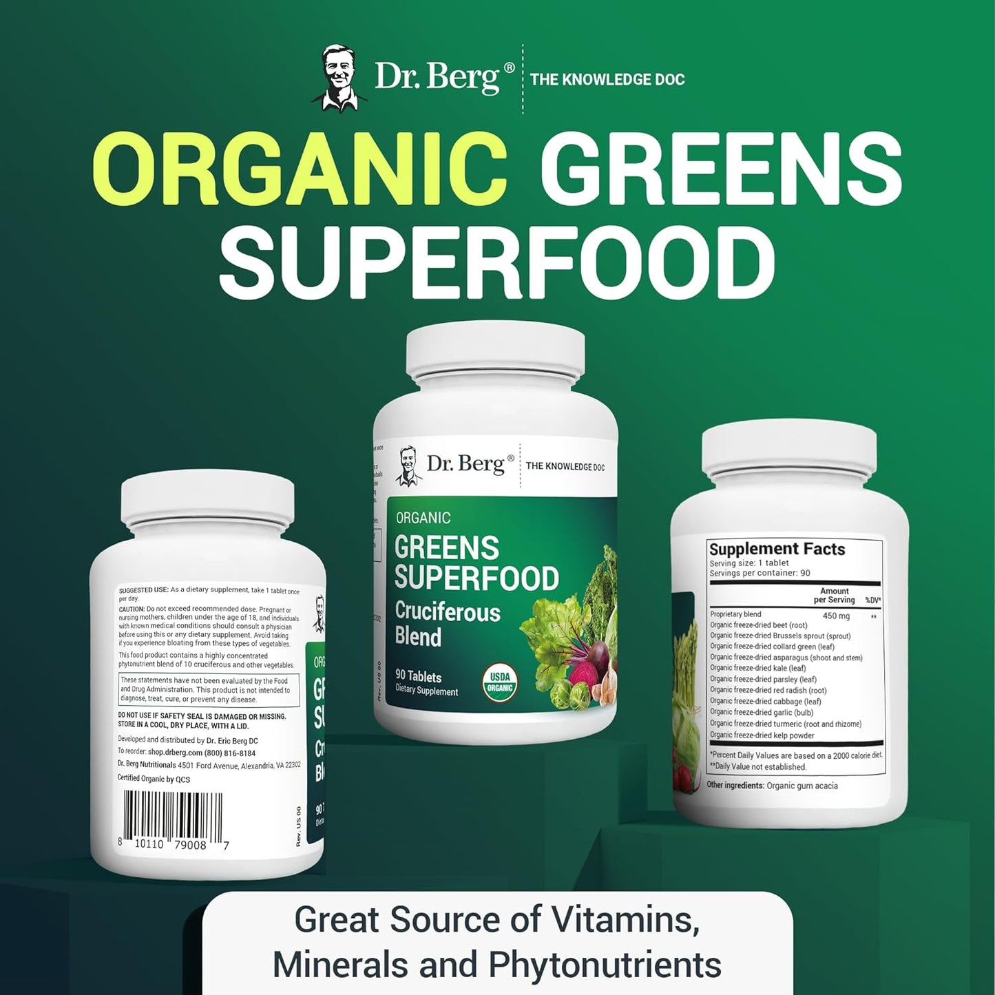 Dr. Berg's Greens Superfood Cruciferous Vegetable 90  Tablets