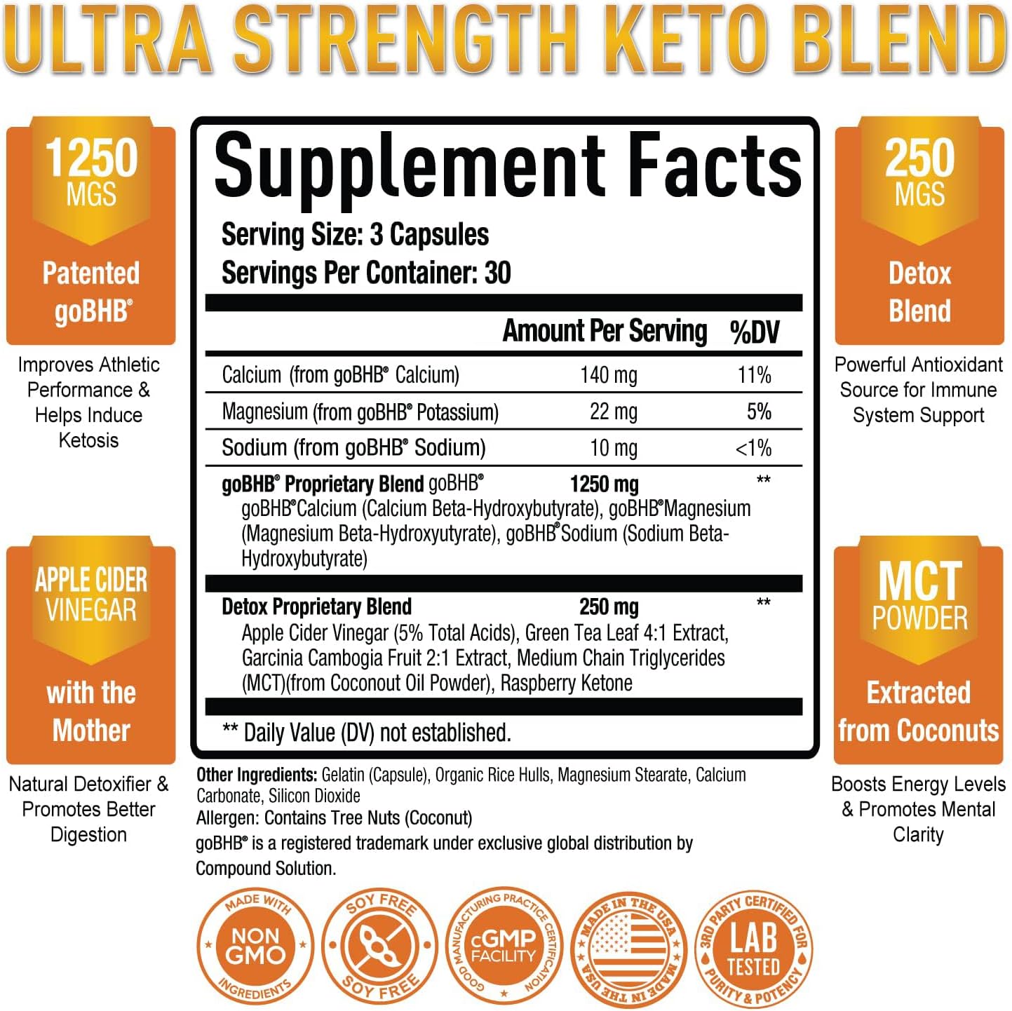 Purely Optimal Keto BHB + Apple Cider Vinegar  90 Capsules