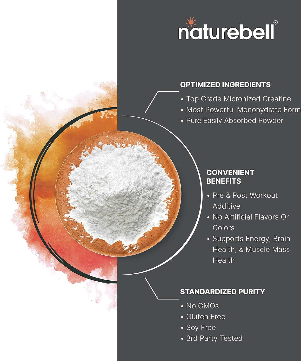 NatureBell Creatine Monohydrate Powder 500 Grams