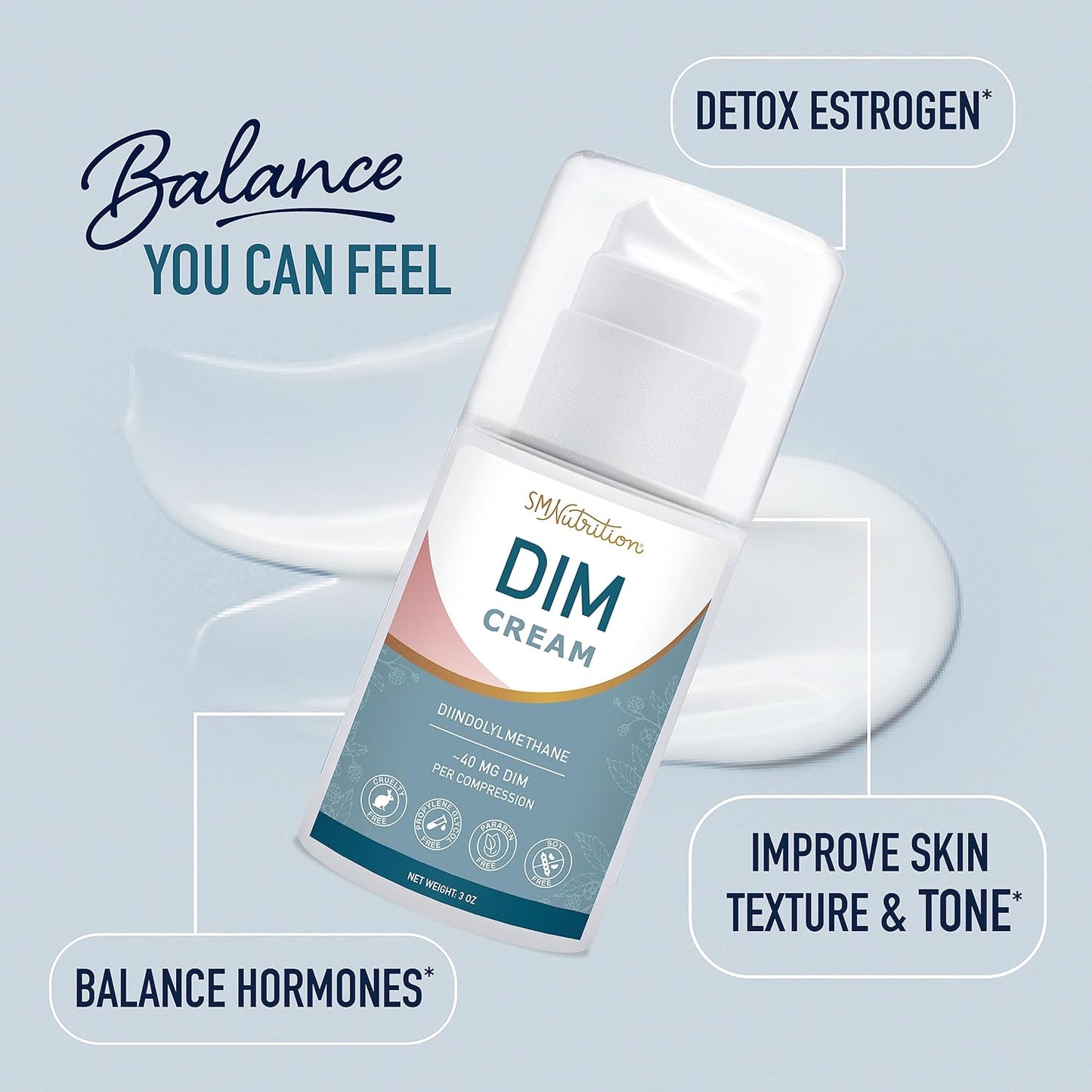 DIM Cream Supplement | Diindolylmethane Hormone Balancing Cream for Women 3 OZ