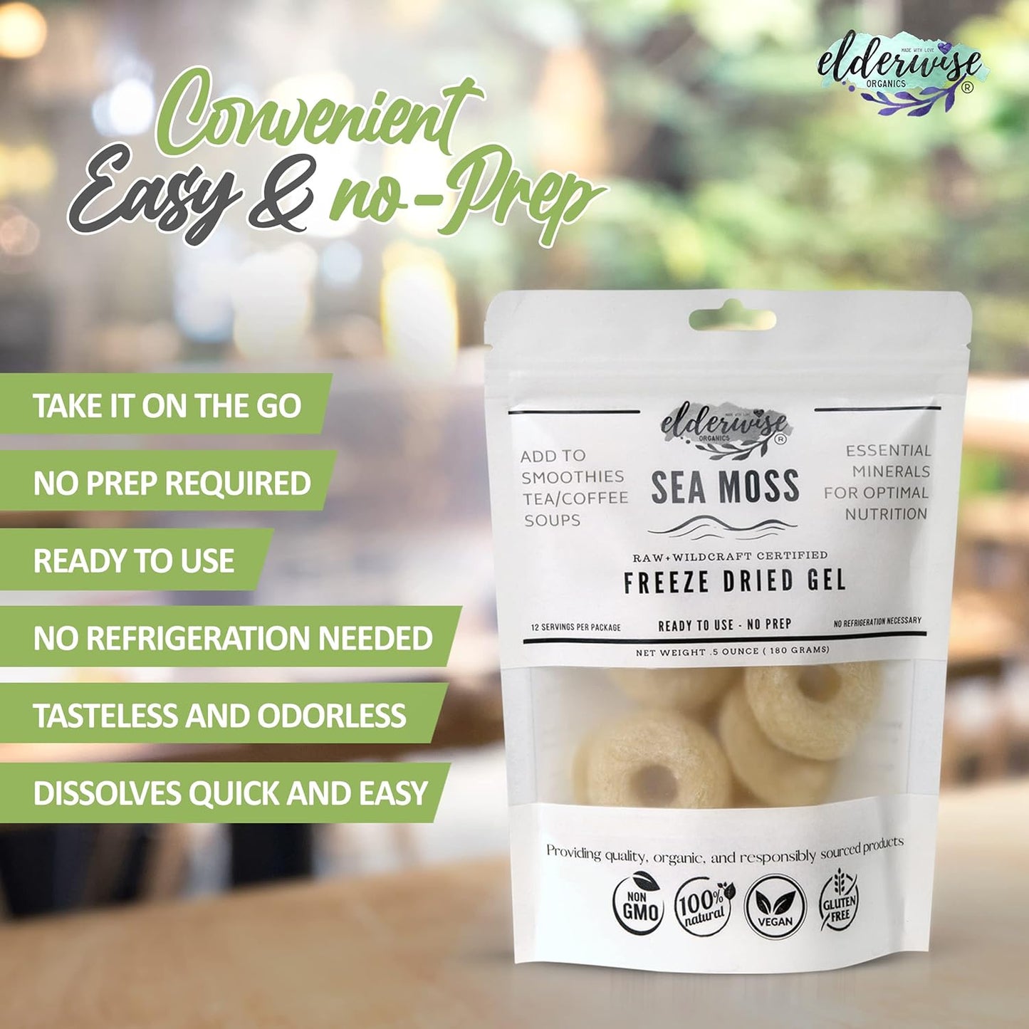 Elderwise Organics Sea Moss Gel –Refrigeration Required (12 pcs)