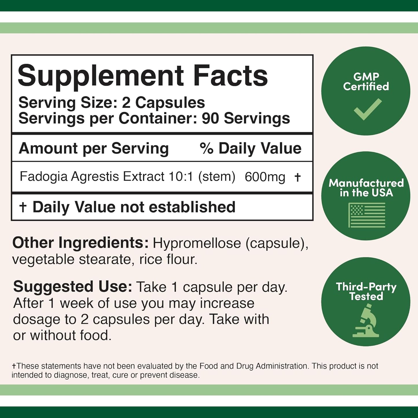 Fadogia Agrestis 600mg Per Serving (180 Capsules)