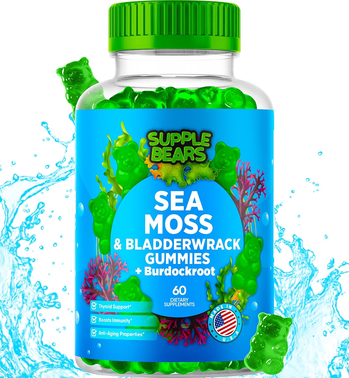 Supplebears Sea Moss  Burdock Root + Bladderwrack 60 Gummies