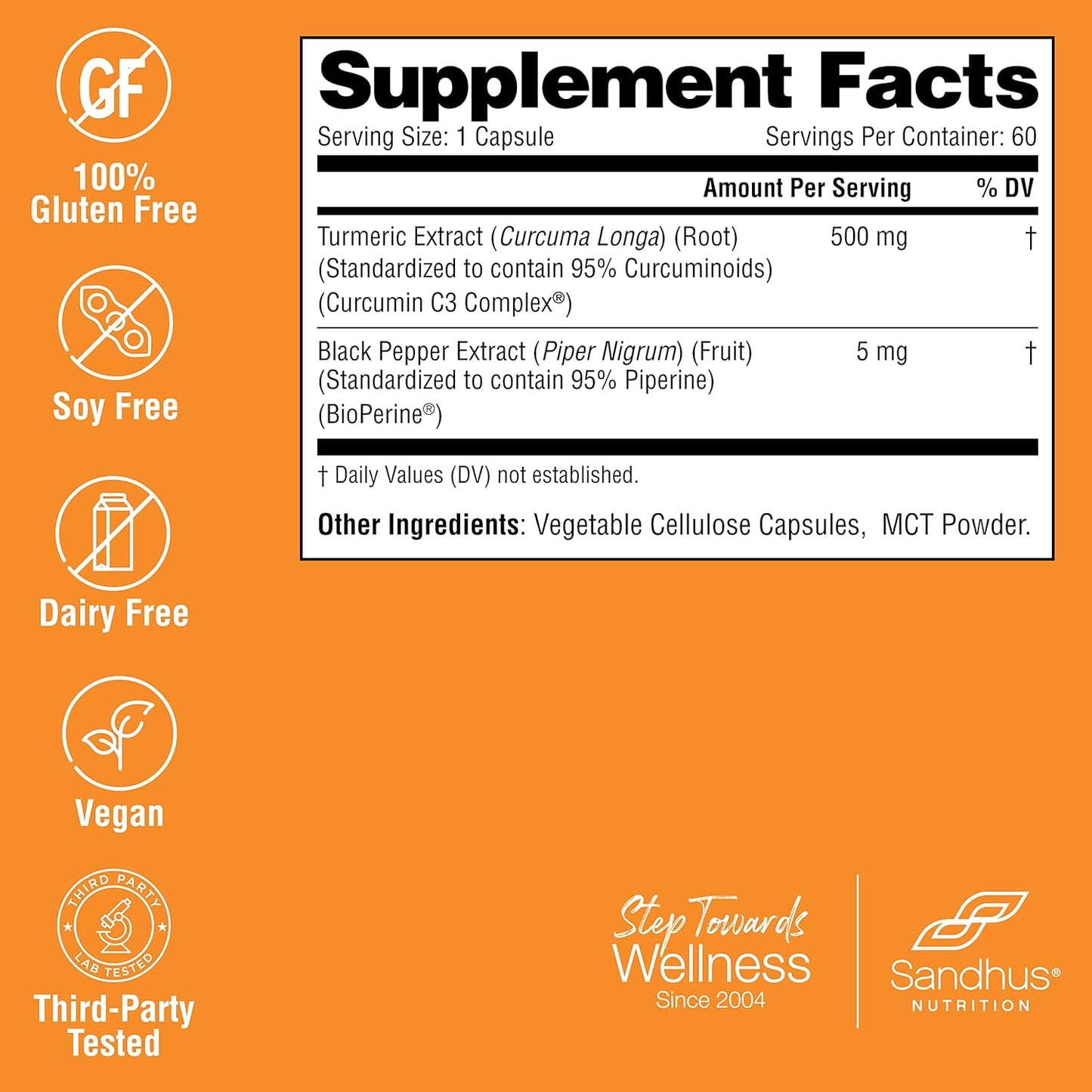 Sandhu's Curcumin C3 Complex with BioPerine 60 Capsules