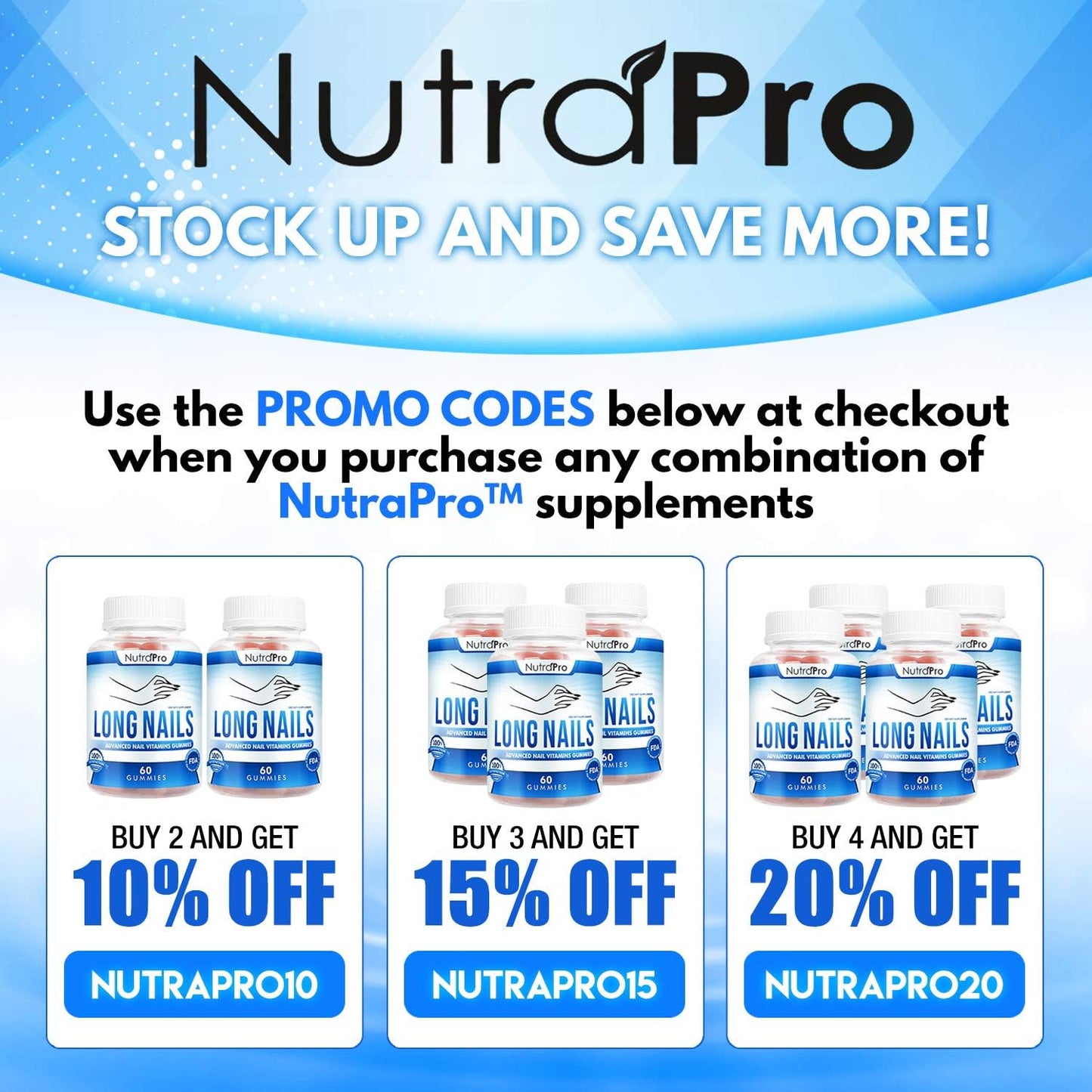 NutraPro Nail Growth Vitamins for Stronger Nail -60 gummies