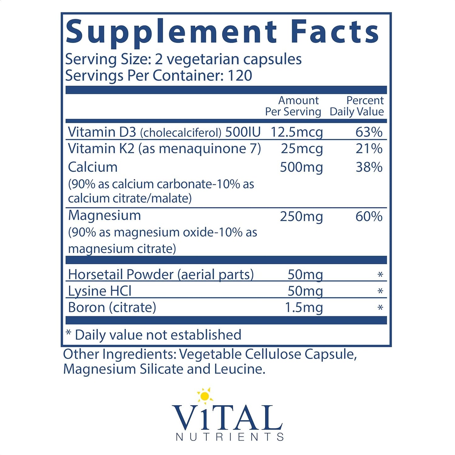 Vital Nutrients Osteo-Nutrients II  Vitamin K2-7  240 Capsules