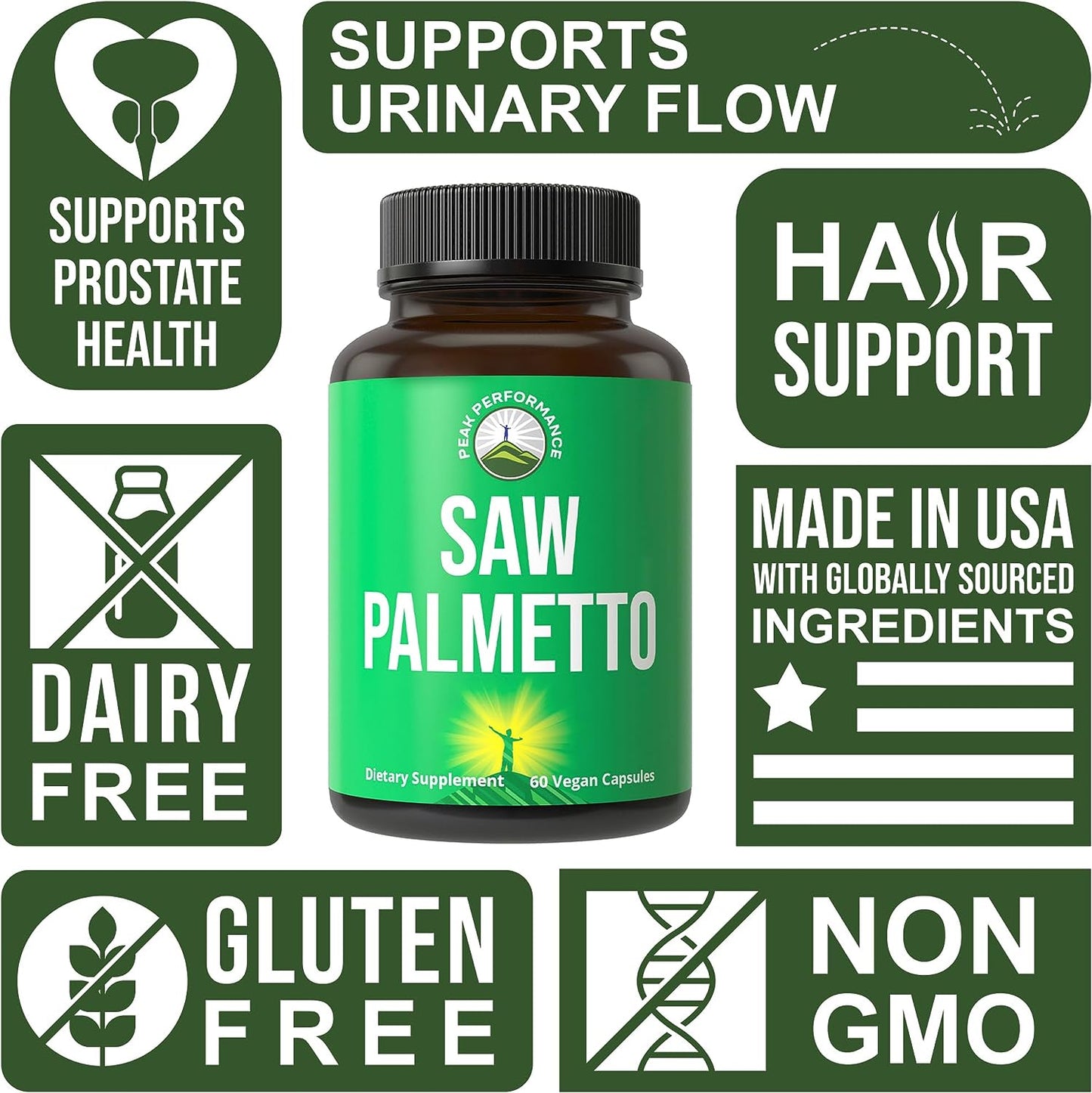 Peak Performance Saw Palmetto Capsules for Men and Women