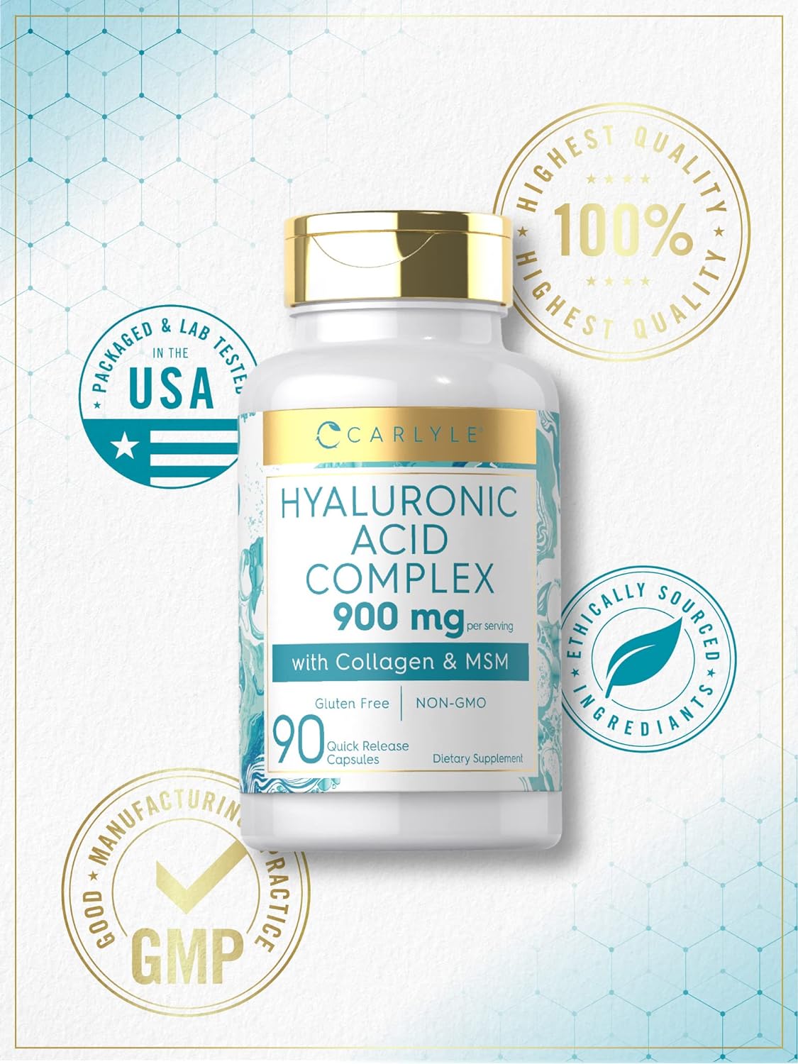 Carlyle Hyaluronic Acid with Collagen 900mg 90 Capsules