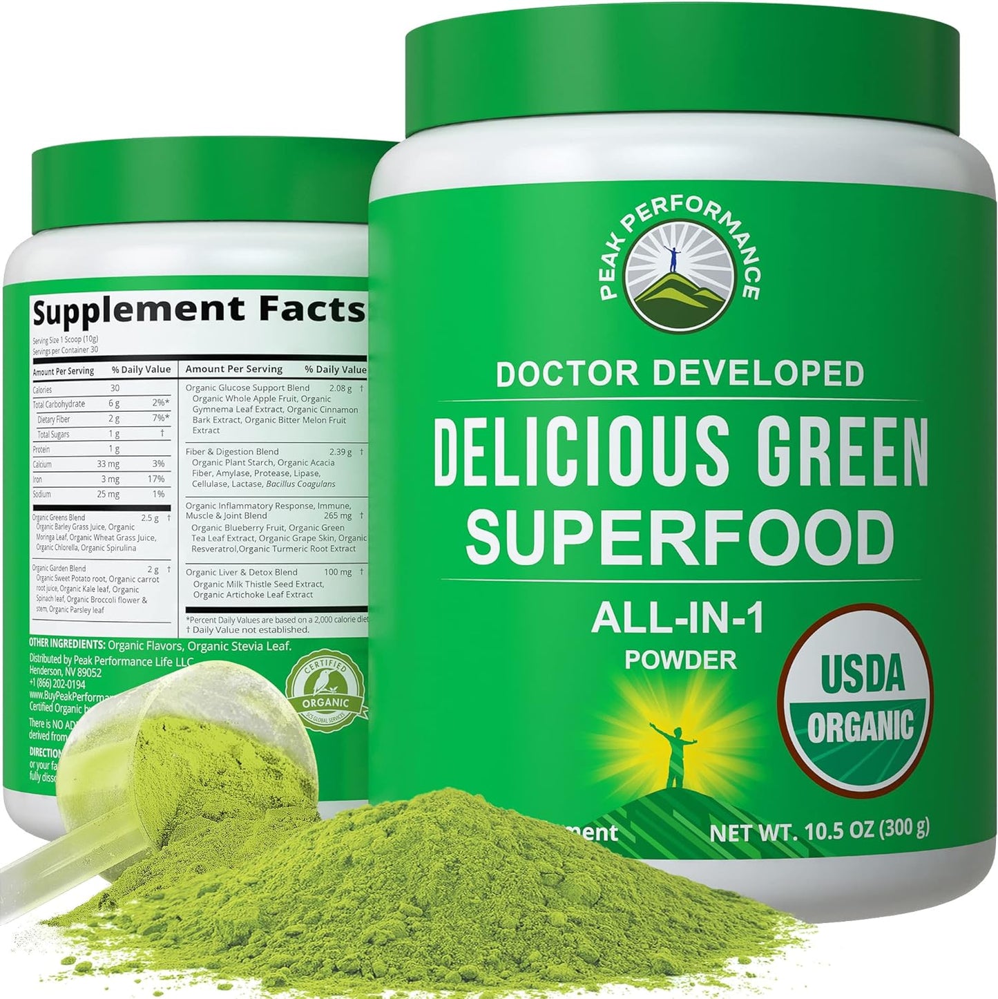 Peak Performance Organic Greens Superfood Powder