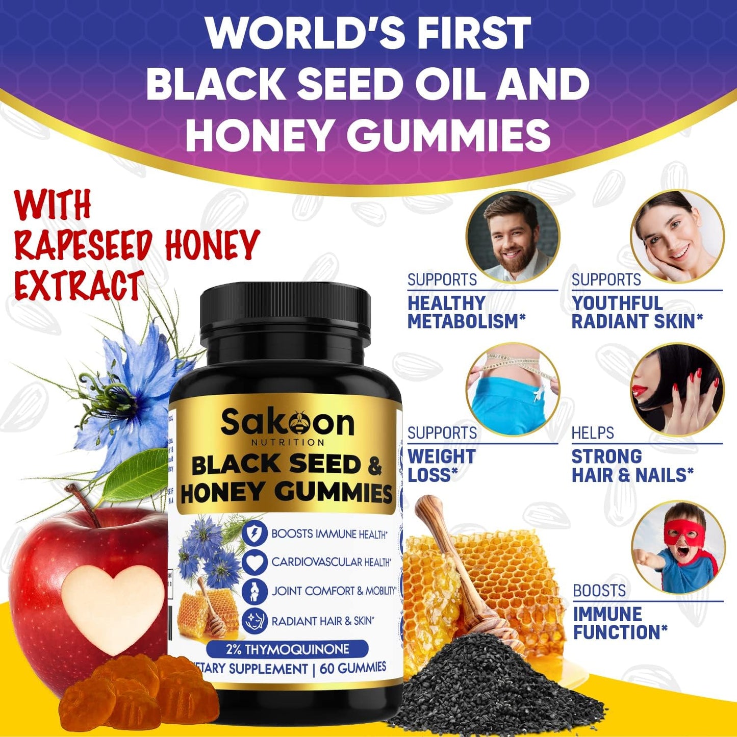 Sakoon nutrition Black Seed Oil & Honey 60 Gummies