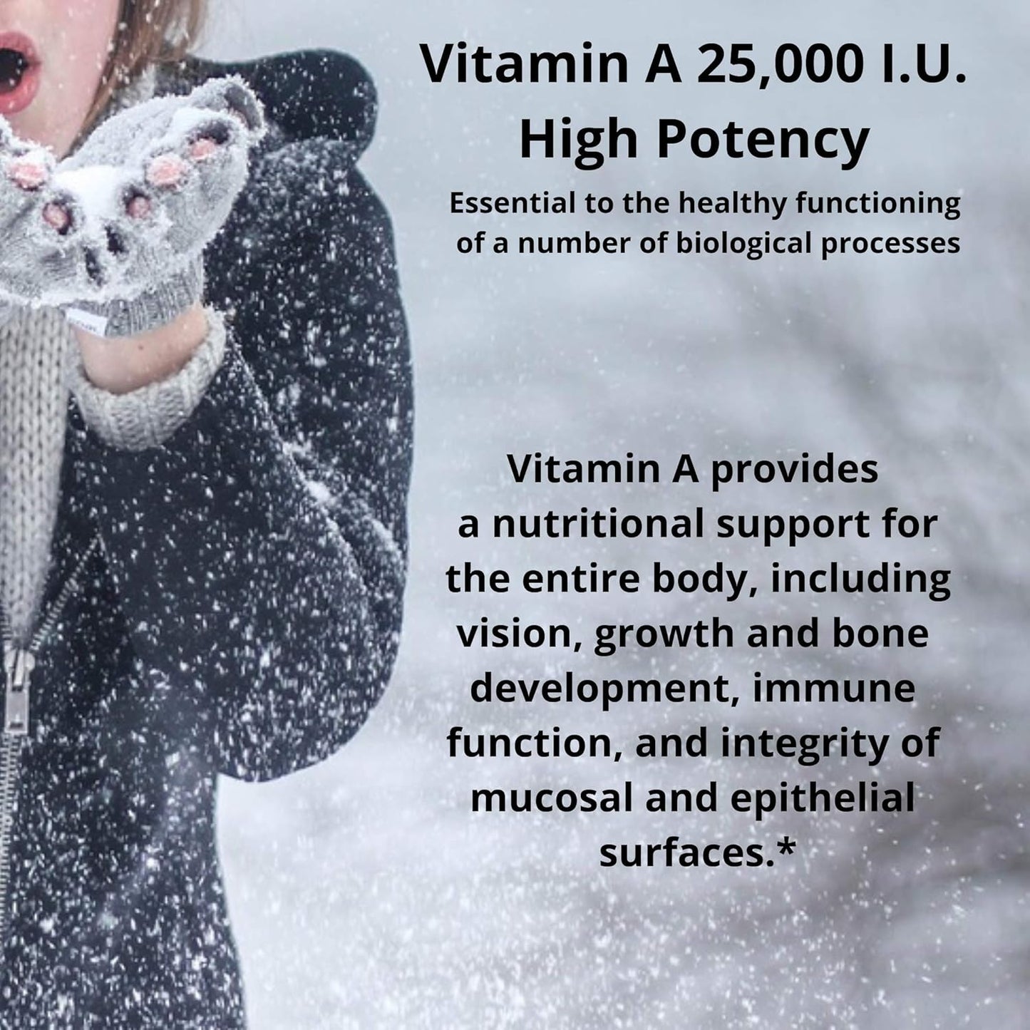 Vitamin A High Potency 25,000 IU Per Softgel  Pure Vitamin A  Supports Vision - 100 Softgels