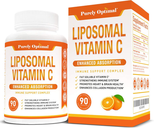 Premium Liposomal Vitamin C Supplement High Absorption, Fat Soluble Ascorbic Acid-90 Capsules