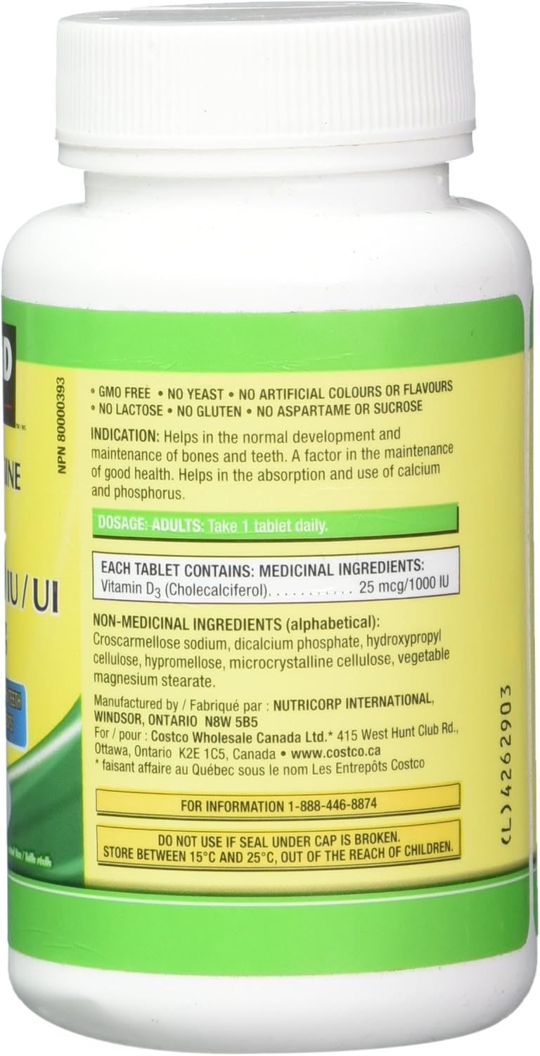 Kirkland Signature Vitamin D3 1000 IU, 360 Tablets