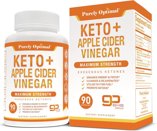 Premium Keto Pills + Apple Cider Vinegar Capsules with Mother - 90 capsules