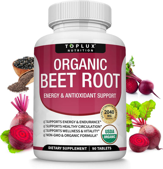 Organic Beet Root Powder Natural Nitric Oxide Beets  90 Tablets