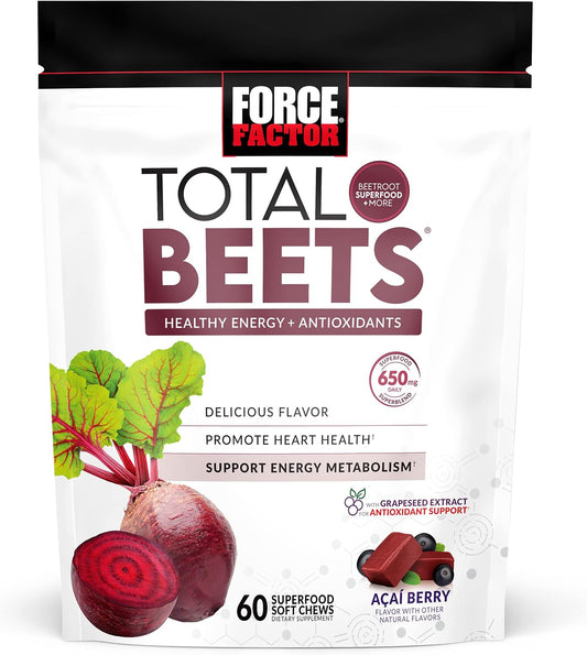 Force Factor Total Beets Soft Chews with Beetroot, 60 chews