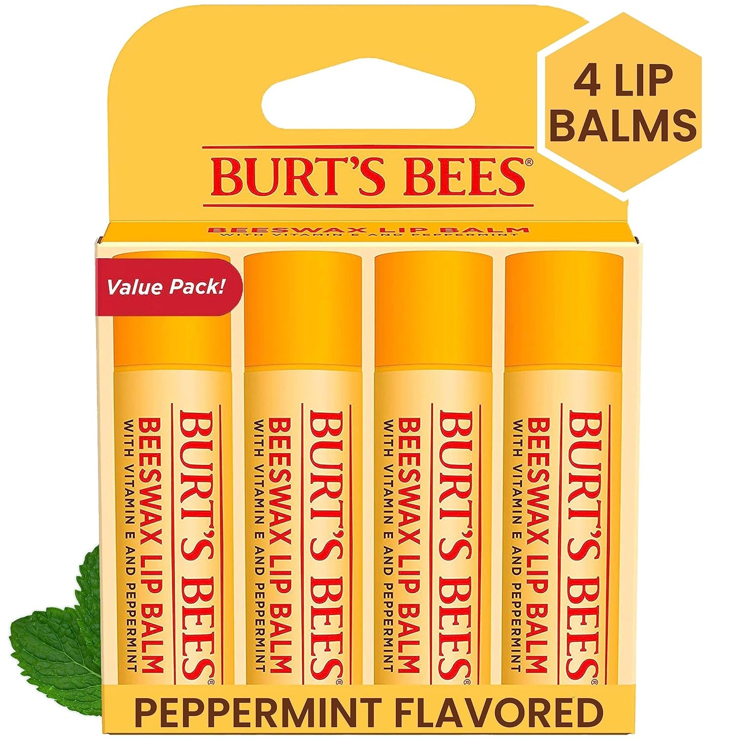 Burt's Bees Lip Balm - Original Beeswax , 4 Tubes, 0.15 oz.