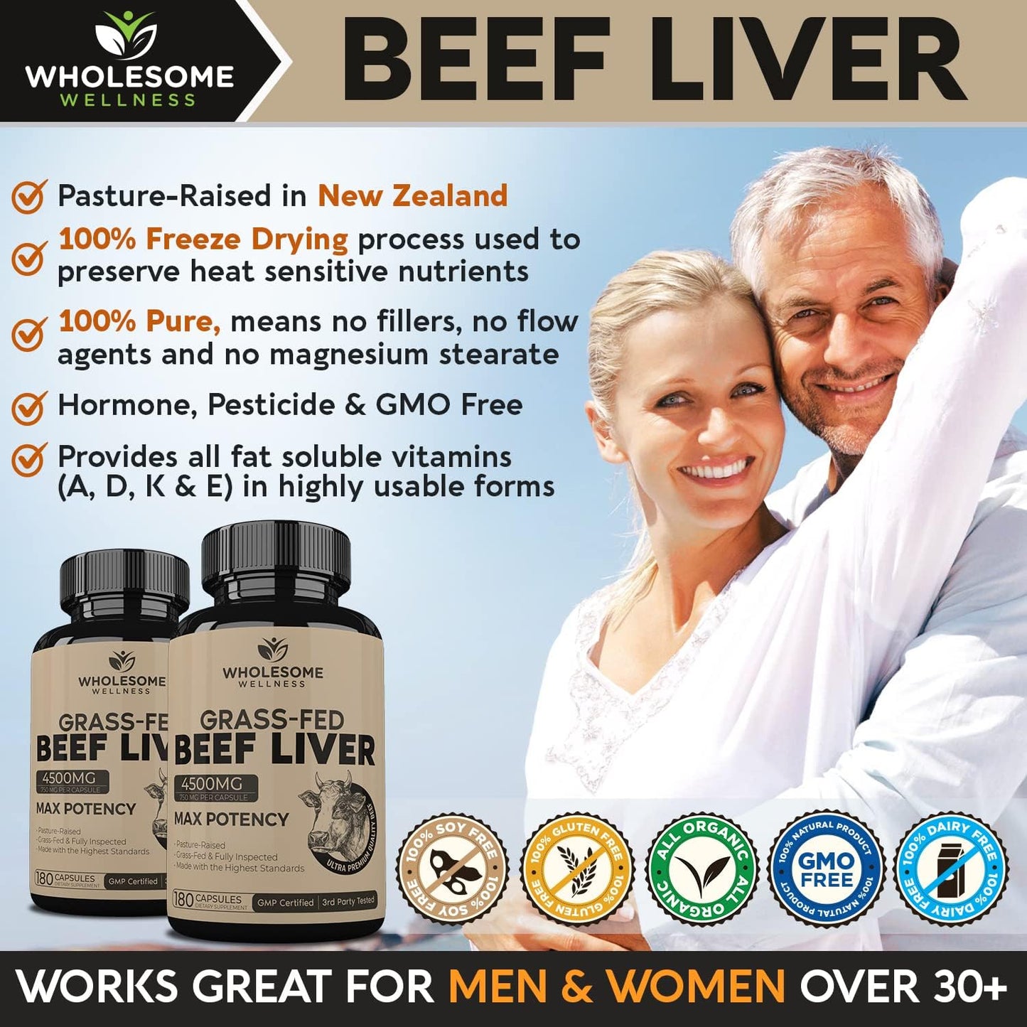 Grass Fed Desiccated Beef Liver 180 Pills