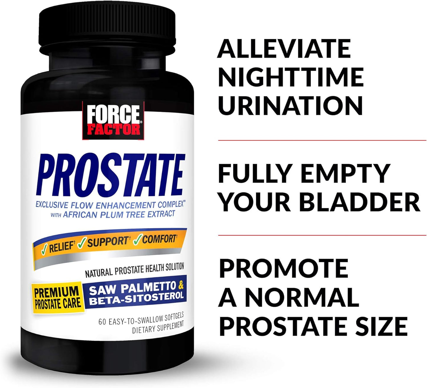 Force Factor Prostate Saw Palmetto and Beta Sitosterol Supplement for Men, Prostate Health 60 softgles