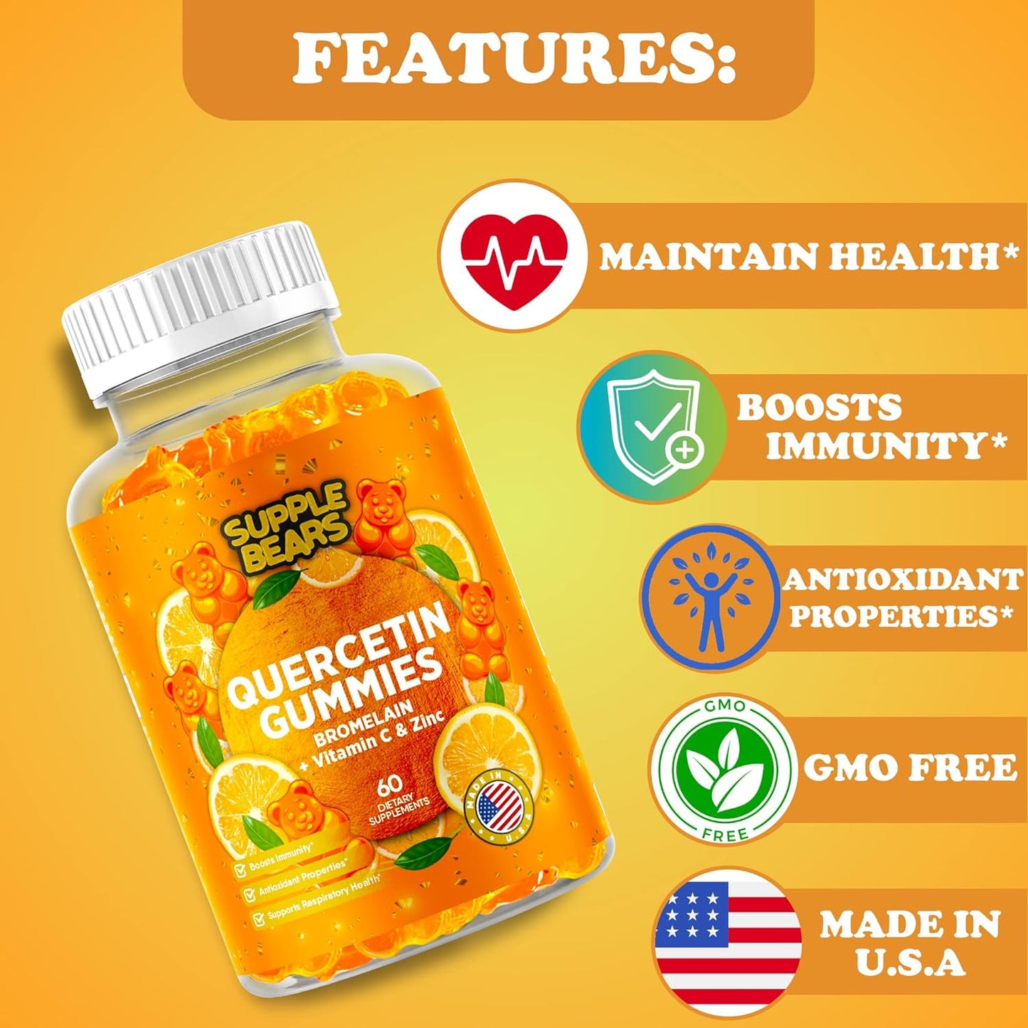 Supplebears Quercetin with Bromelain Gummies 60 supplements